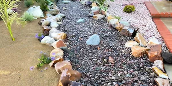 Landscaped garden with plants and stonework